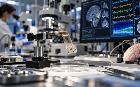 Precision Neuroscience brain-computer interface technology with neural implant research and AI-assisted brain signal analysis.